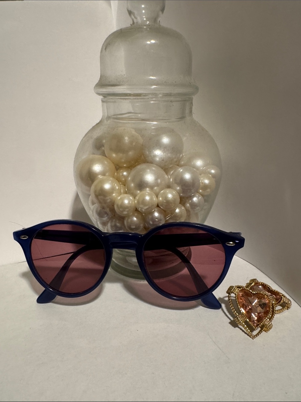 Ray-Ban Navy Frame Sunglasses with Rose Lenses